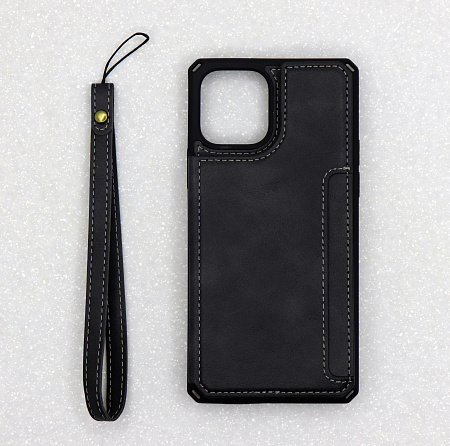 Чехол силиконовый для iPhone 12 (6.1)/12 PRO (6.1), с карманами для карт, противоударный, экокожа, DU DU, черный