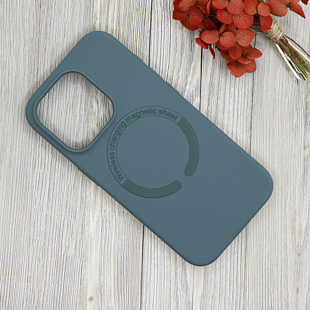 Чехол-накладка для iPhone 15 Pro Max, Silicon Case, магнитный (MagSafe), без лого, X-CASE, зеленый лес