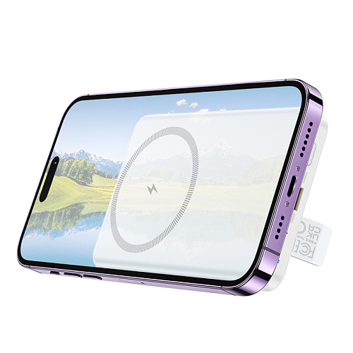 Универсальный Доп. Аккумулятор 5000mAh, J125, HOCO, выход: 1 PD 20W, беспроводная зарядка (MagSafe), белый