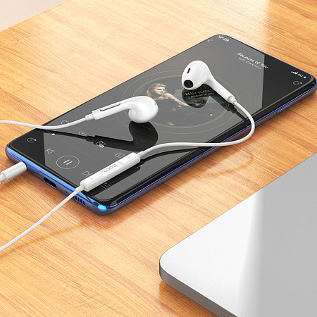 Проводные наушники M92, Plumelet wire-controlled earphones with mic, HOCO, белые