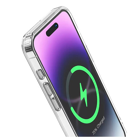 Чехол для iPhone 15 Pro усиленная защита от удара, Магнитный (MagSafe), Magnetic series, HOCO, прозрачный