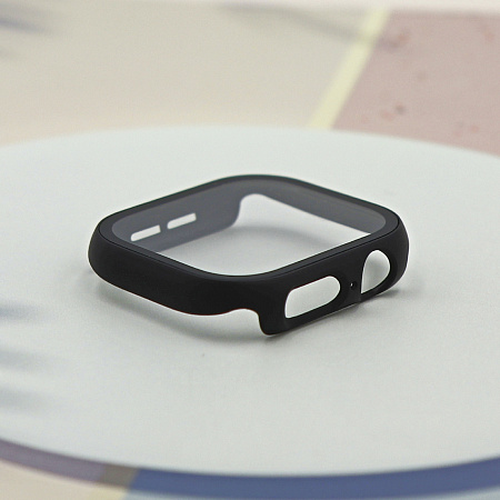 Защитное стекло с чехлом для Apple Watch 46mm, ударопрочный, цвет черный
