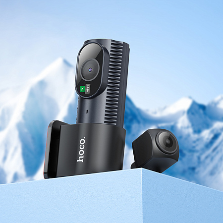 Видеорегистратор DV8, HOCO, дисплей 2K, камера заднего вида, черный