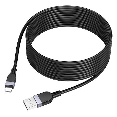 USB дата кабель Lightning, HOCO, X109, 3м, силиконовый, черный