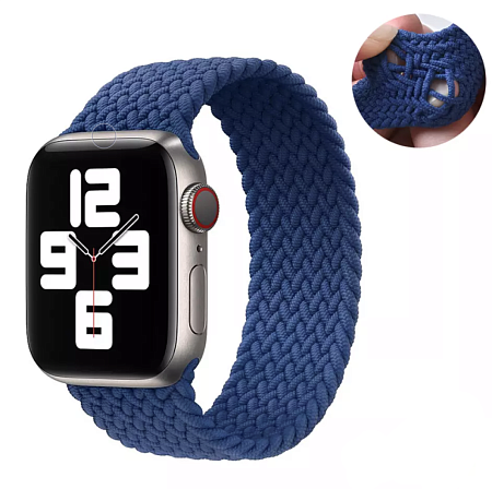 Ремешок на руку для Apple Watch 42/44/45/49 мм, нейлоновый эластичный №10, синий