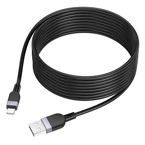 USB дата кабель Lightning, HOCO, X109, 3м, силиконовый, черный