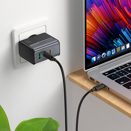Сетевое зарядное устройство, 2 PD 70W + 1 USB 3.0 QC (CS75A), HOCO, черный