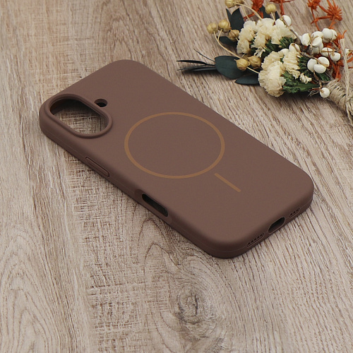 Чехол-накладка для iPhone 17, Silicon Case, магнитный (MagSafe), без лого, X-CASE, коричневый