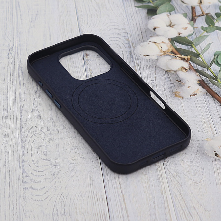 Чехол-накладка для iPhone 16 Pro, экокожа, магнитный (MagSafe), без лого, X-CASE, синий