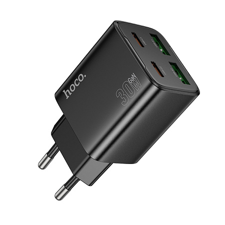 Сетевое зарядное устройство, 2 USB 3.0 QC+2 PD 30W (N56), HOCO, черный