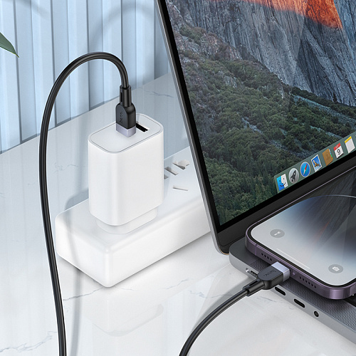 Кабель Lightning to Type-C (PD), HOCO, X109, 2м, силиконовый, черный