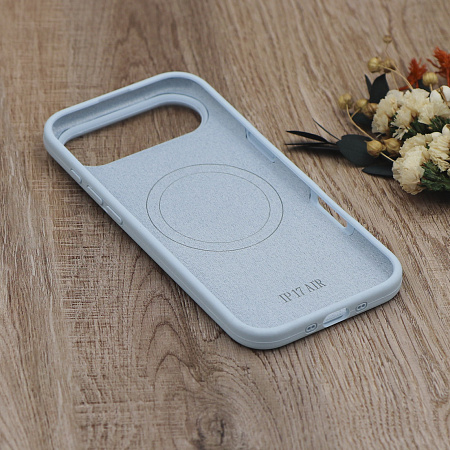 Чехол-накладка для iPhone 17 Air, Silicon Case, магнитный (MagSafe), с дизайном, без лого, X-CASE, светло-голубой