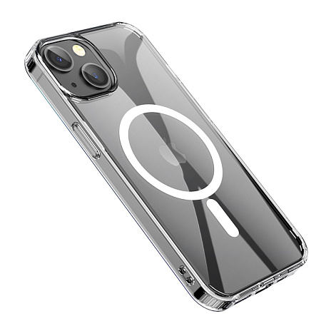 Чехол силиконовый для iPhone 14 Plus, Магнитный (MagSafe), HOCO, прозрачный