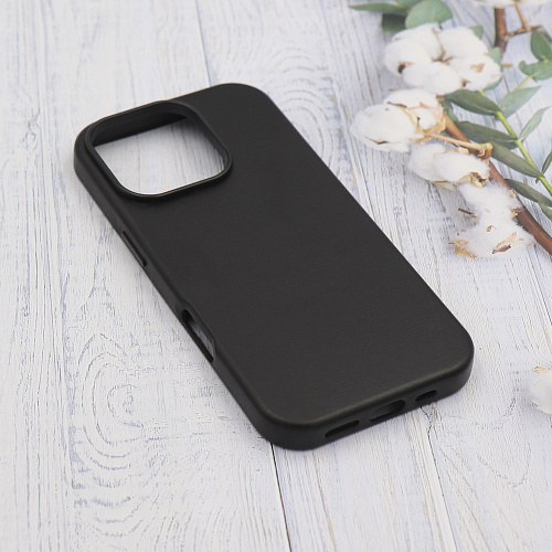 Чехол-накладка для iPhone 16 Pro, экокожа, магнитный (MagSafe), без лого, X-CASE, черный