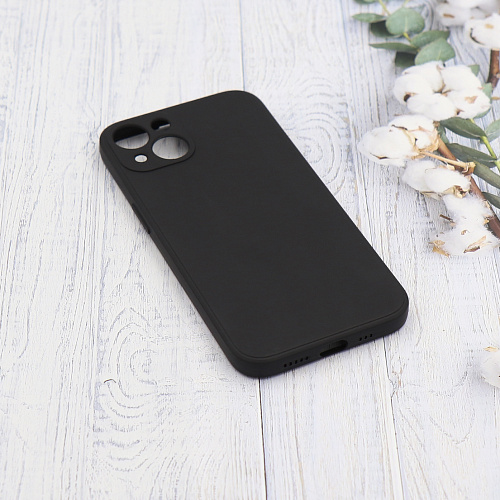 Чехол силиконовый для iPhone 13 (6.1), с микрофиброй внутри, с защитой камеры, X-CASE, черный