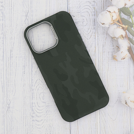 Чехол-накладка для iPhone 16 Pro, камуфляж, магнитный (MagSafe), без лого, X-CASE, зеленый