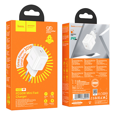Сетевое зарядное устройство, 1 PD 30W (N32), HOCO, белый