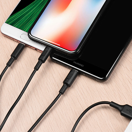 USB дата кабель Lightning+Micro+Type-C, X25, HOCO, черный