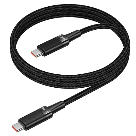Кабель Type-C на Type-C, HOCO, U153, 100W, 1.2м, многопротокольный, черный