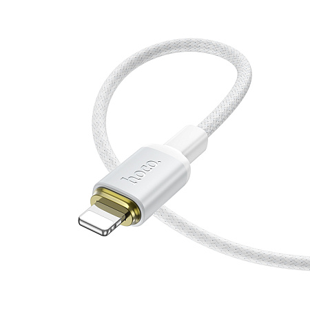 USB дата кабель Lightning, HOCO, X128, 1 метр, ток до 2.4A, цвет белый
