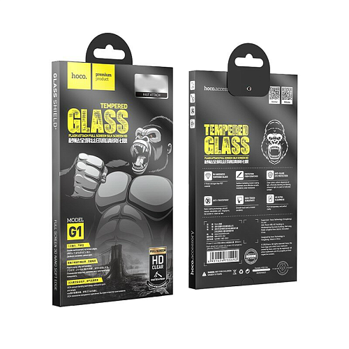 Защитное стекло на iPhone 13 mini (5.4) G1, HOCO, Flash attach full screen silk screen, черное