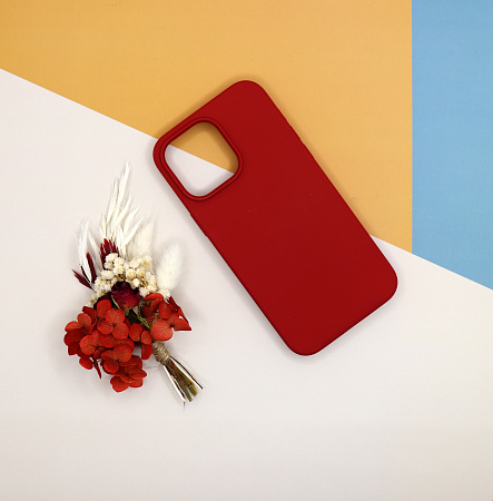Чехол-накладка для iPhone 14 Pro Max, Silicon Case, без лого, бордовый