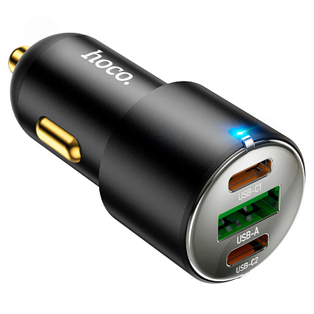Автомобильное зарядное устройство, 1 USB QC3.0+2 PD 45W (NZ6), HOCO, черный