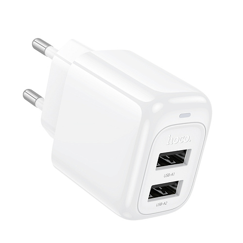 Сетевое зарядное устройство, 2 USB 2.4A (CS51A), HOCO, белый