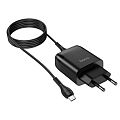 Сетевое зарядное устройство, 1 USB 3.0A (C72Q), HOCO, Micro, черный
