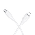Кабель Lightning to Type-C (PD), HOCO, X124, 1м, силиконовый, 27W, белый