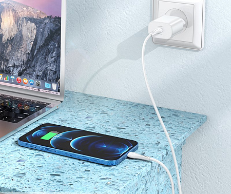 Сетевое зарядное устройство, 1 PD 25W (N22), HOCO, Безопасный сертификат, белый