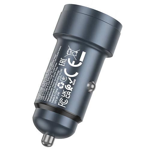 Автомобильное зарядное устройство, 1 USB QC3.0 18W, 1 PD 30W (Z57A), HOCO, серый