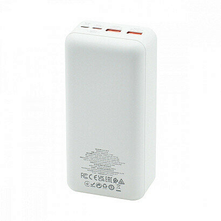 Универсальный Доп. Аккумулятор 30000mAh, J101B, HOCO, выход: 2 USB (22.5W)+1 PD (20W), белый