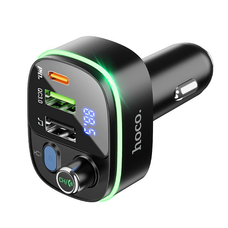 Bluetooth FM модулятор, E62, HOCO, 1 PD 20W+1 QC3.0+1 USB, черный