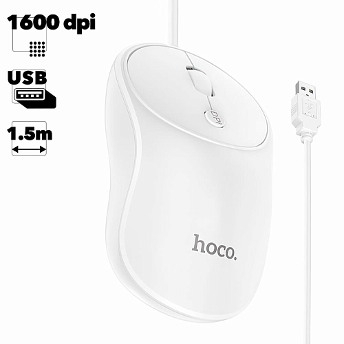 Проводная мышка, GM13, HOCO, белая