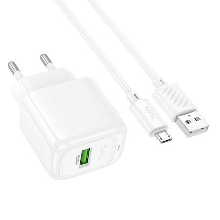 Сетевое зарядное устройство, 1 USB 3.0 QC (CS52A), HOCO, Micro, белый
