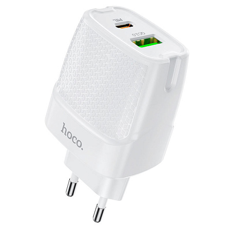 Сетевое зарядное устройство, 1 PD 20W + 1 USB 3.0 QC (C85A), HOCO, белый