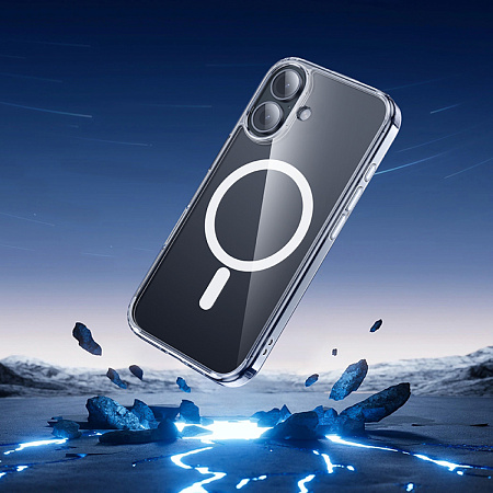 Чехол силиконовый для iPhone 16 Plus, Магнитный (MagSafe), HOCO, прозрачный