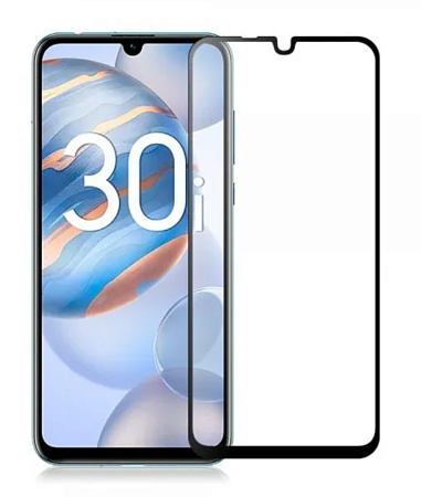 Защитное стекло на Honor 30i/Huawei Y8p, 9D, черный, X-CASE