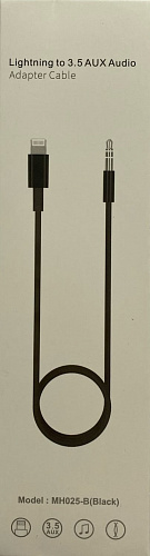 AUX Audio кабель 3,5 мм на Lightning, MH025B, черный