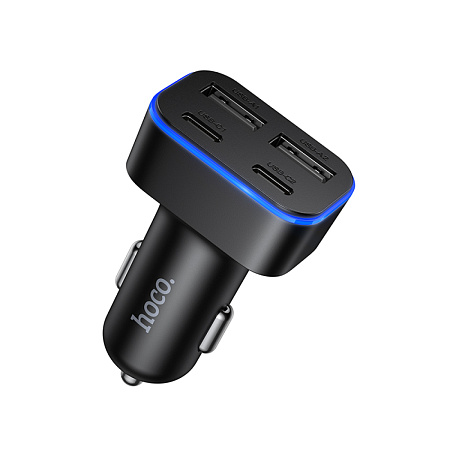 Автомобильное зарядное устройство, 2 USB 5V/2.4A + 2 PD 5V/3A (Z63), HOCO, черный