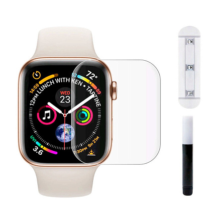 Защитное стекло на Apple Watch, 44mm, ультрафиолет, прозрачное, X-CASE