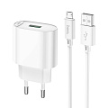 Сетевое зарядное устройство, 1 USB 3.0A 18W (C109A), HOCO, Micro, белый