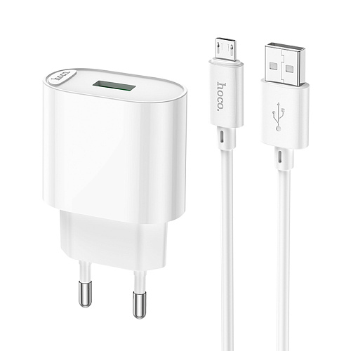Сетевое зарядное устройство, 1 USB 3.0A 18W (C109A), HOCO, Micro, белый