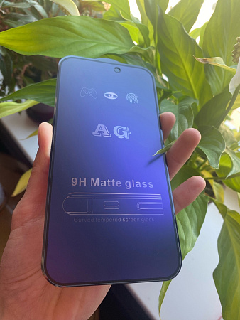 Защитное стекло на iPhone 15/16, Anti-blue ray матовый черный, X-CASE