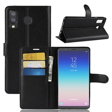 Чехол-книжка для Samsung G8850, Galaxy A8 Star/A9 Star, боковой, черный