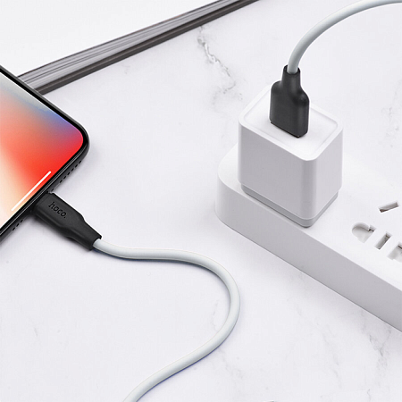 USB дата кабель Lightning, HOCO, X21 Plus, 2М, силиконовый, черно-белый