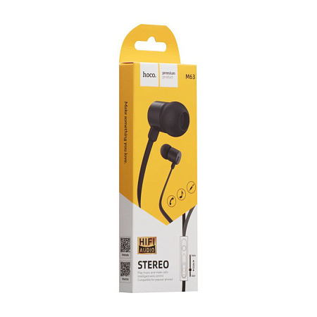 Проводные наушники M63 Ancient sound earphones with mic, HOCO, черные