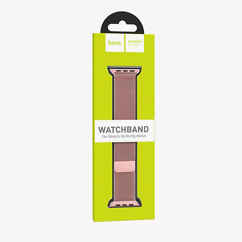 Ремешок на руку для Apple Watch 44/45/46/49 мм, HOCO, WA03, Milanese loop, розовое золото
