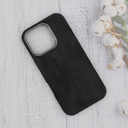 Чехол-накладка для iPhone 16 Pro, камуфляж, магнитный (MagSafe), без лого, X-CASE, черный
